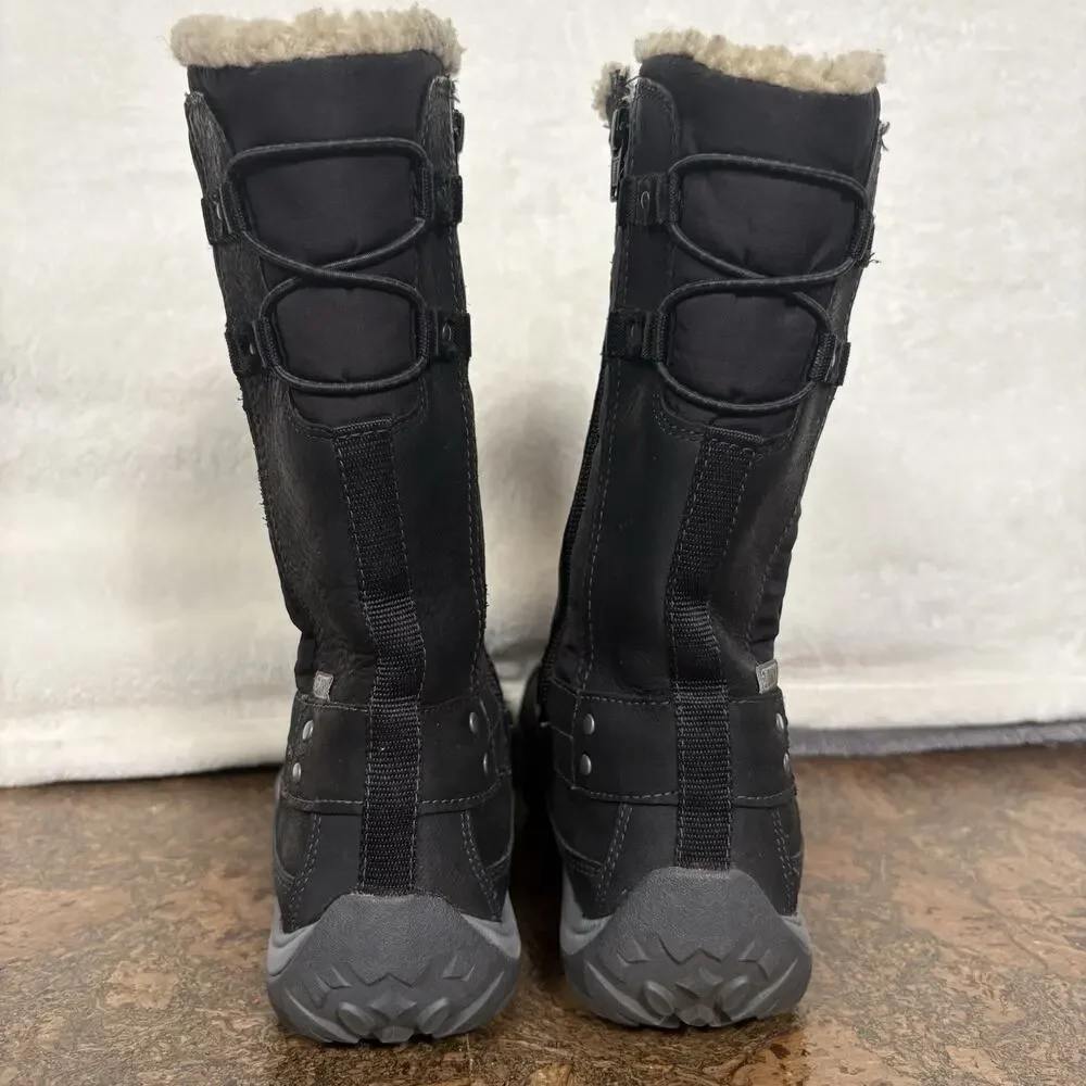 Merrell Womens Black Insulated Winter Boots US 10 Waterproof Faux Fur MId-calf